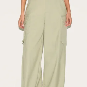 Sage Woven Pocket Detail Straight Leg Trouser