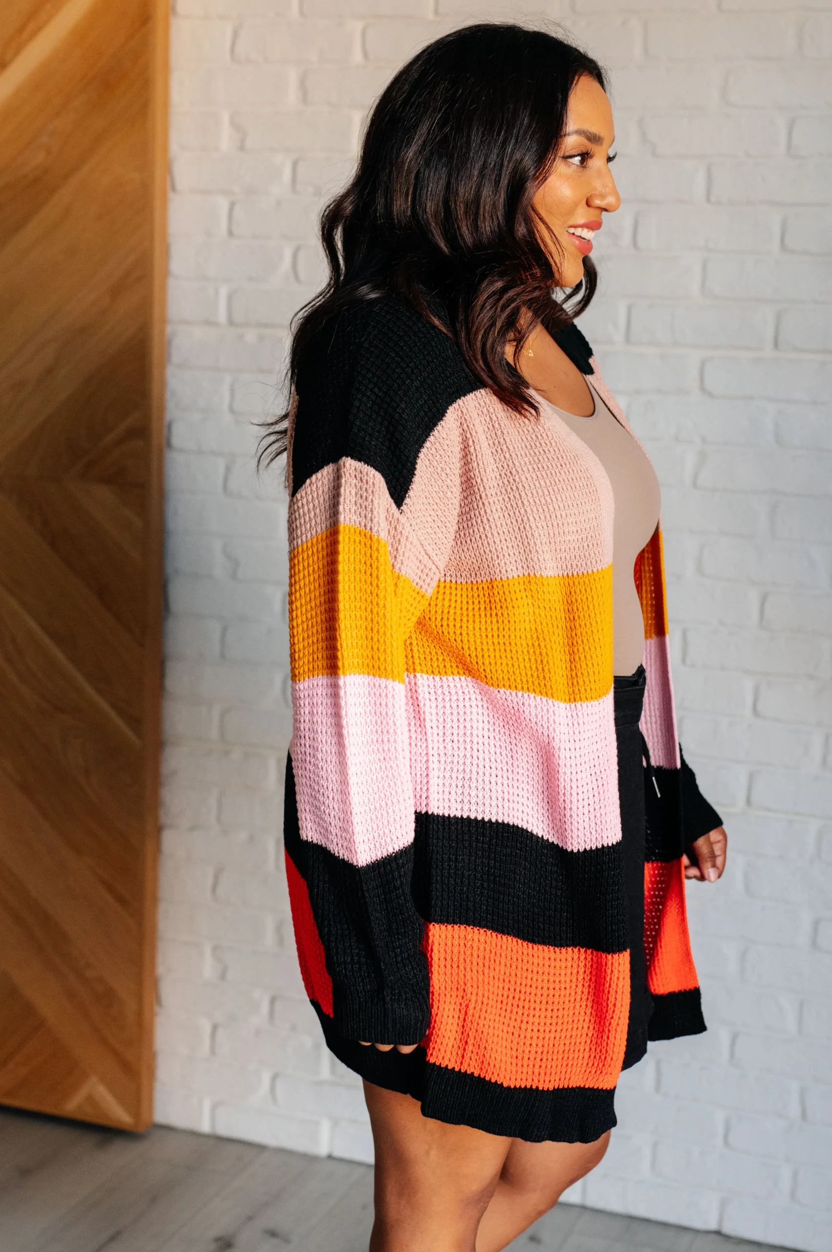 Not Quite Sure Striped Open Front Cardigan - Image 7