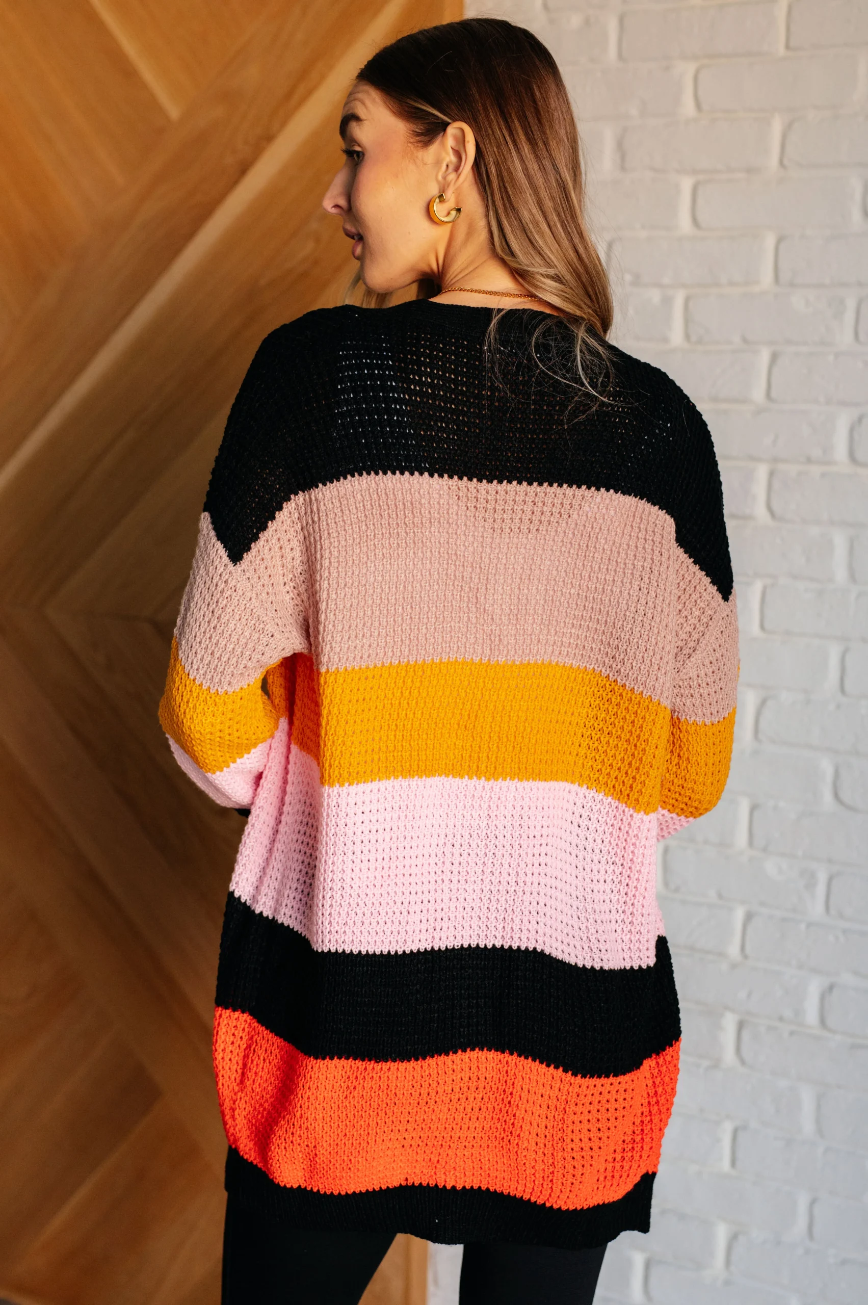Not Quite Sure Striped Open Front Cardigan - Image 8