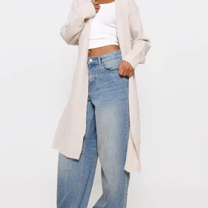 Stone Ribbed Knitted Midi Cardigan